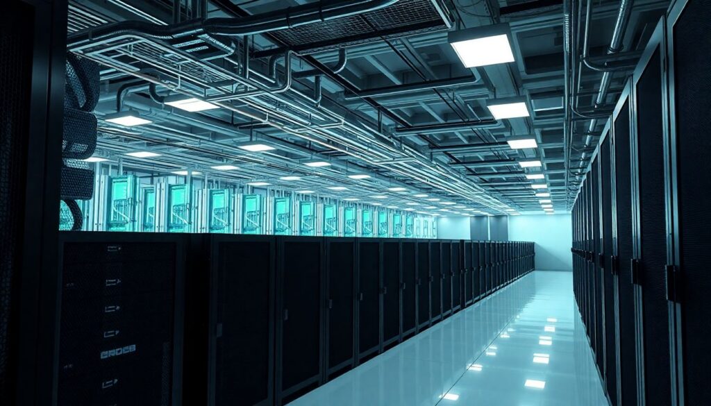 Advanced cooling infrastructure in an AI data center, highlighting AI data centers.